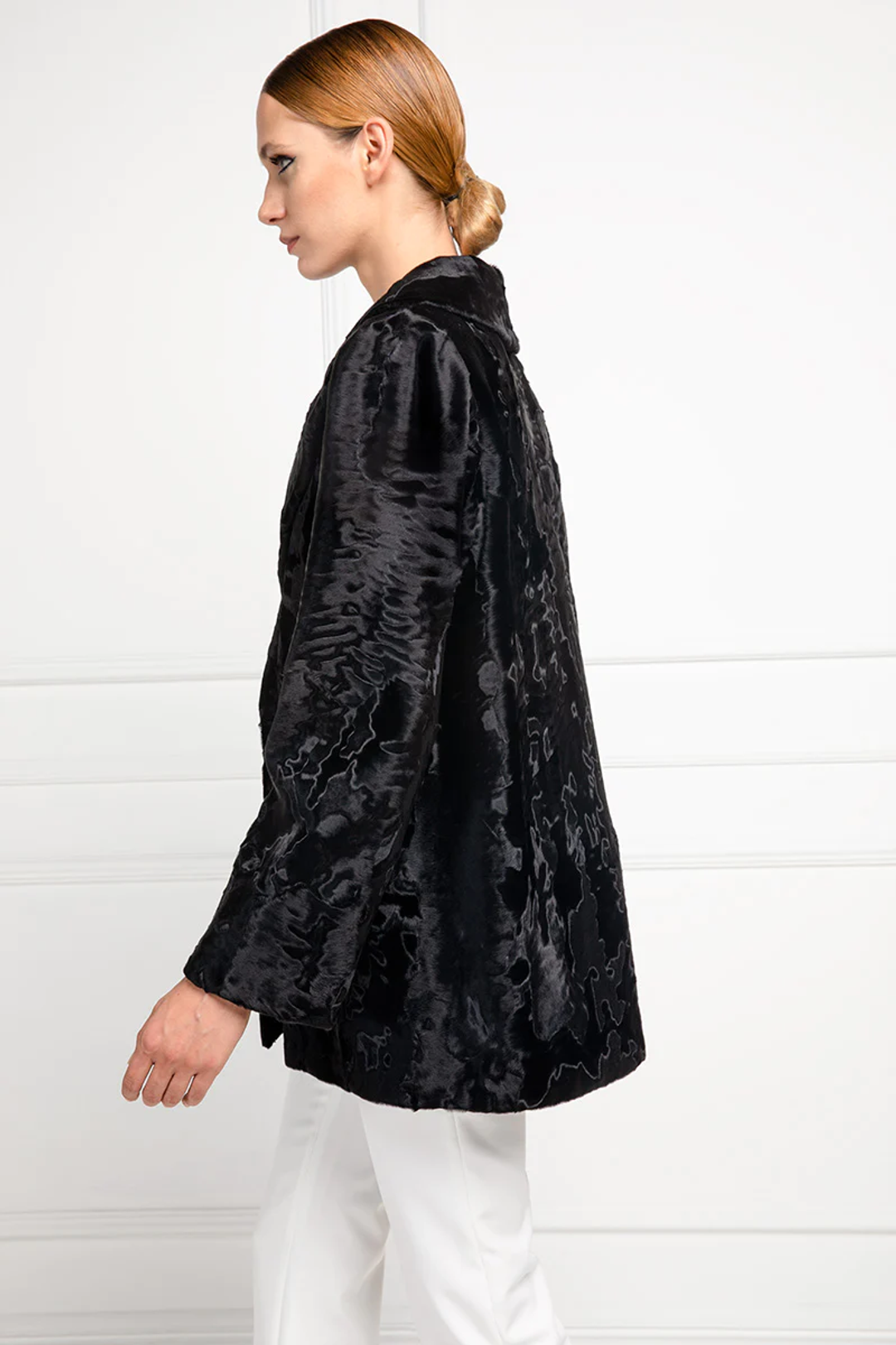 Black Broadtail Dress Jacket  side left Black Broadtail Dress Jacket  side left