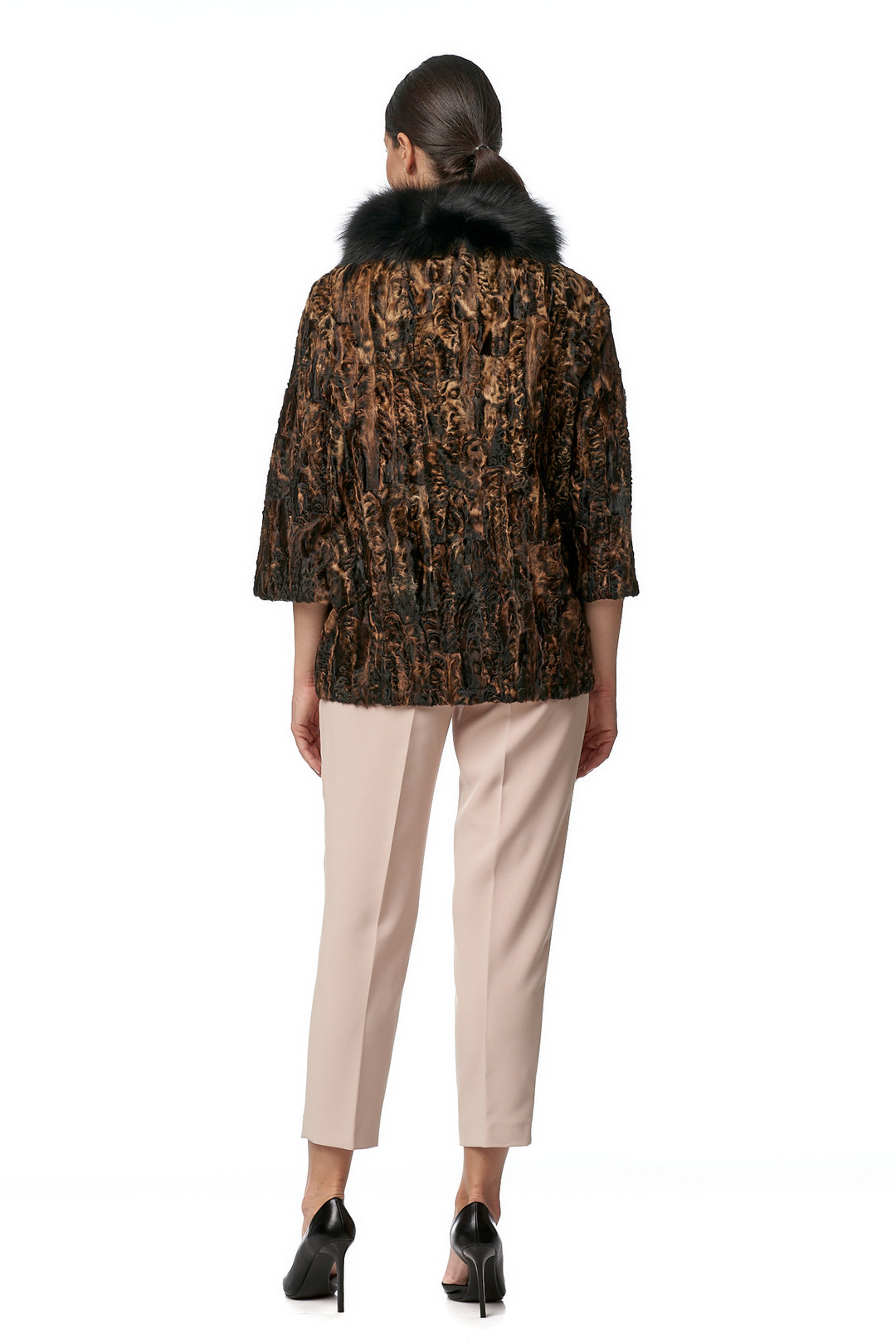 Bronze Persian Jacket Lamb Fox Collar Cropped Sleeves back