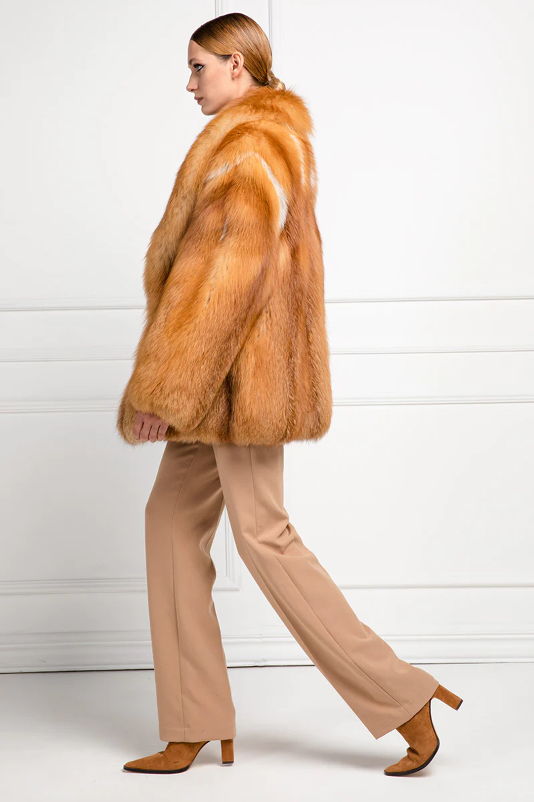 Red Fox Coat Shawl Collar  side