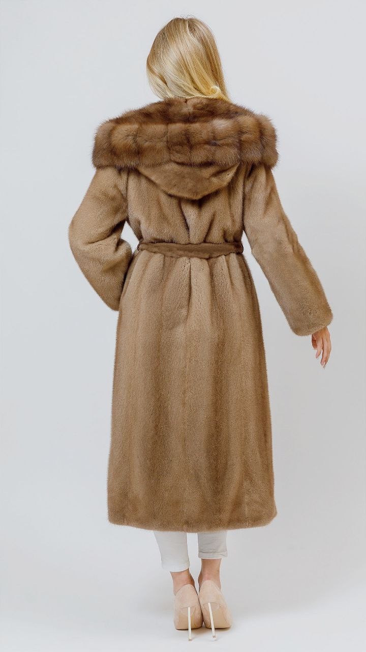 Long Mink Sable Hood Coat back