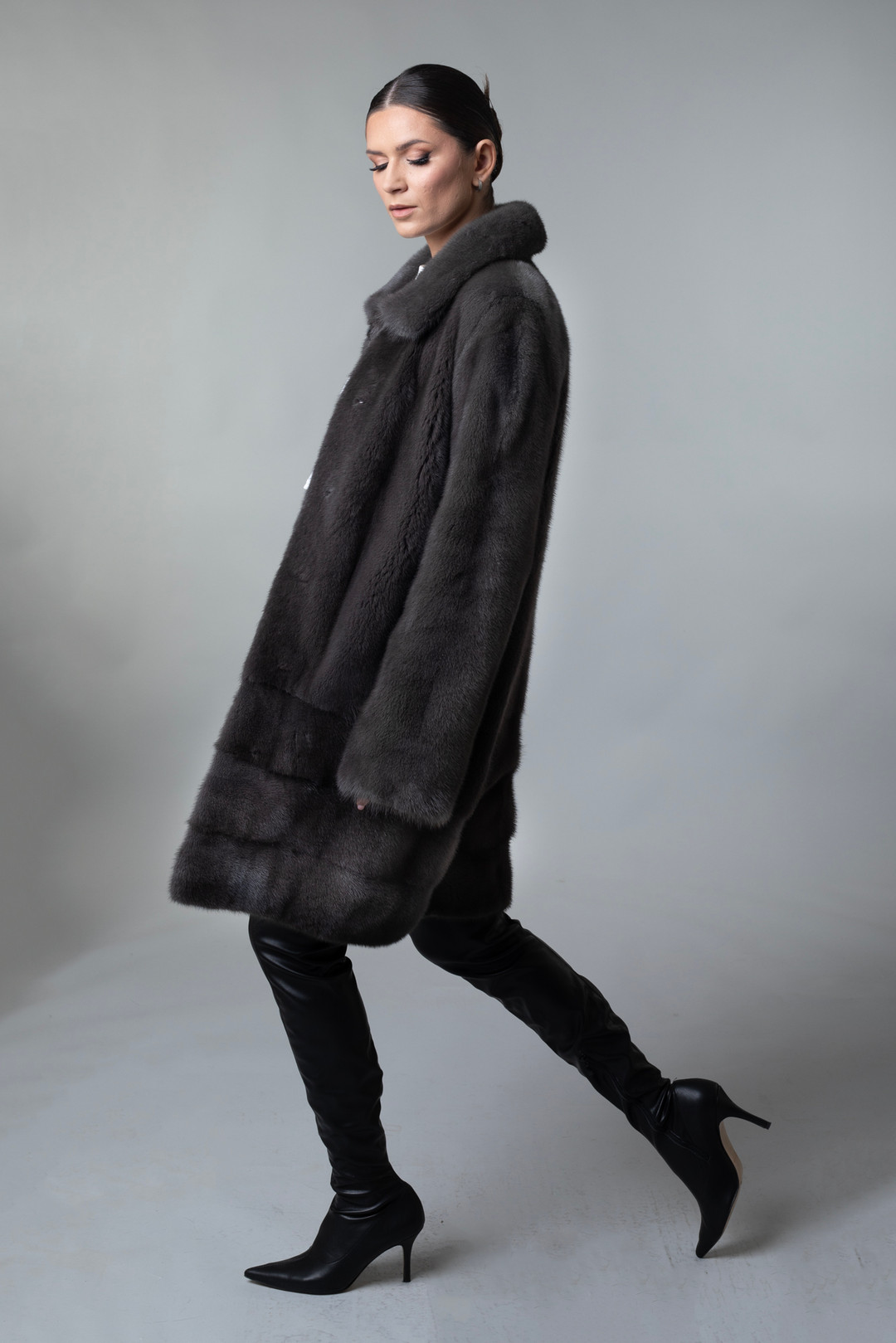 Gray Mink Fur Stroller  Sizes M/L