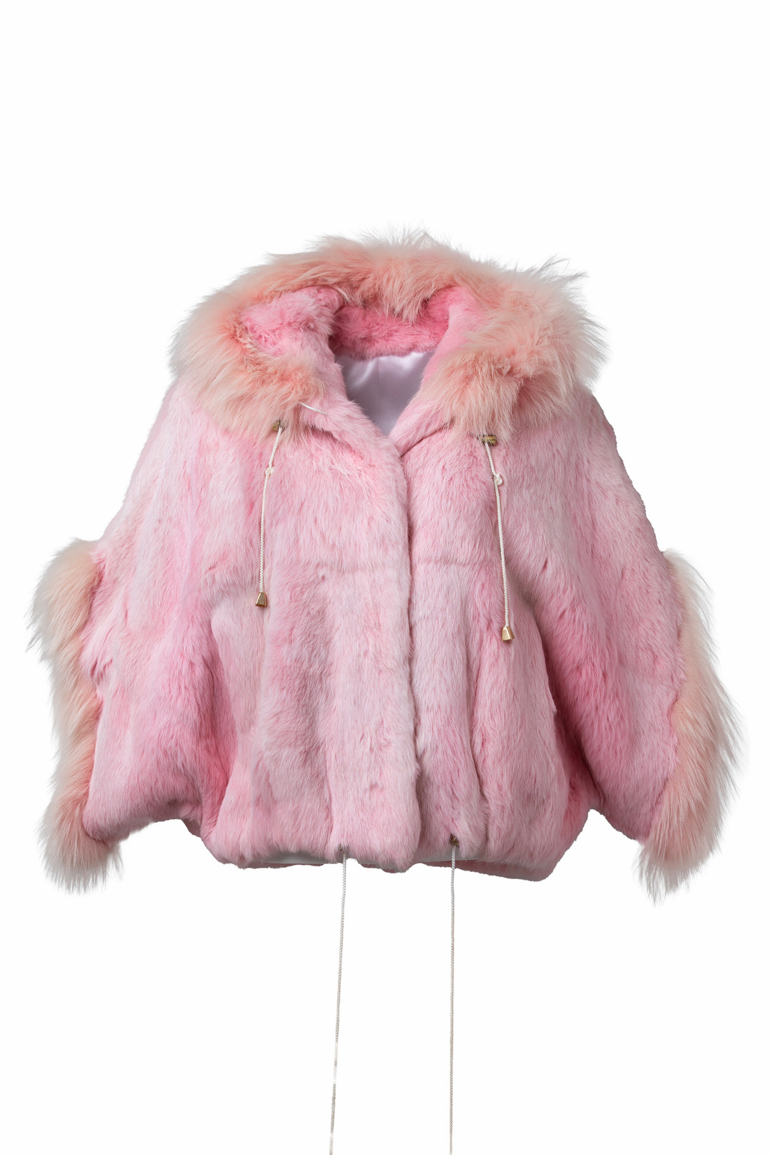 Hooded Pink Fur Cape Fox Trim| SKANDINAVIK FUR