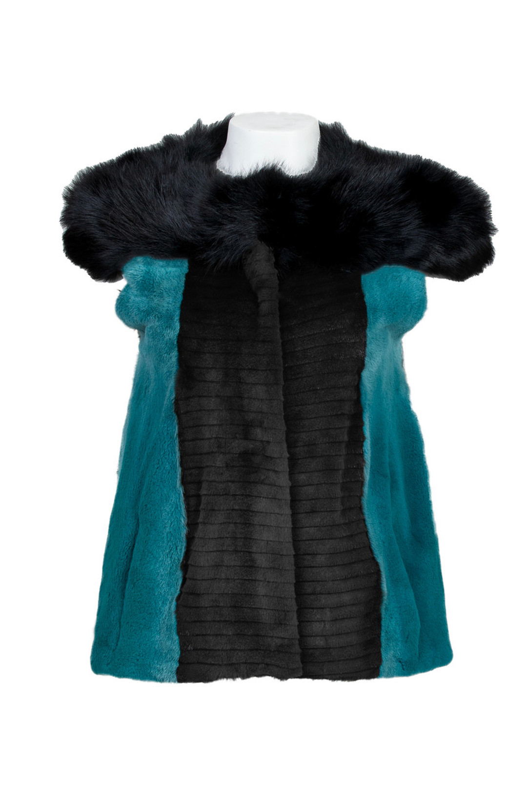 Turqoise Black Mink Vest Fur