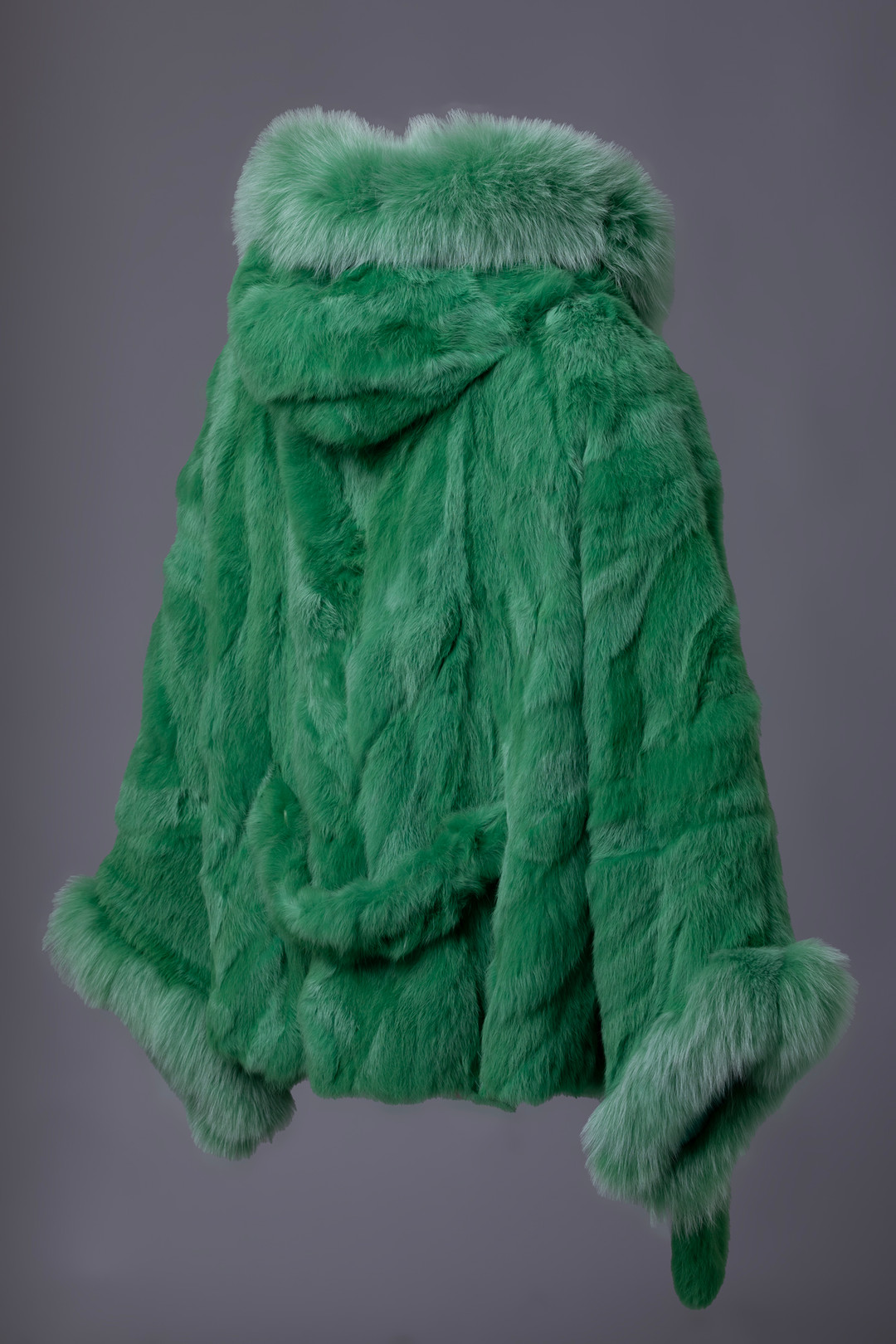 Green Rex  Fur Hooded  Cape Green Rex  Fur Hooded  Cape