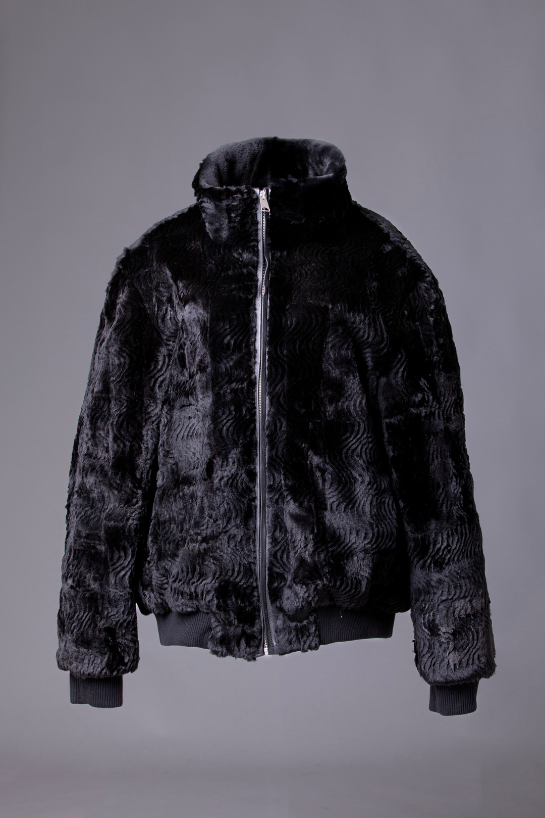 Sculpted Mink Fur Bomber Jacket