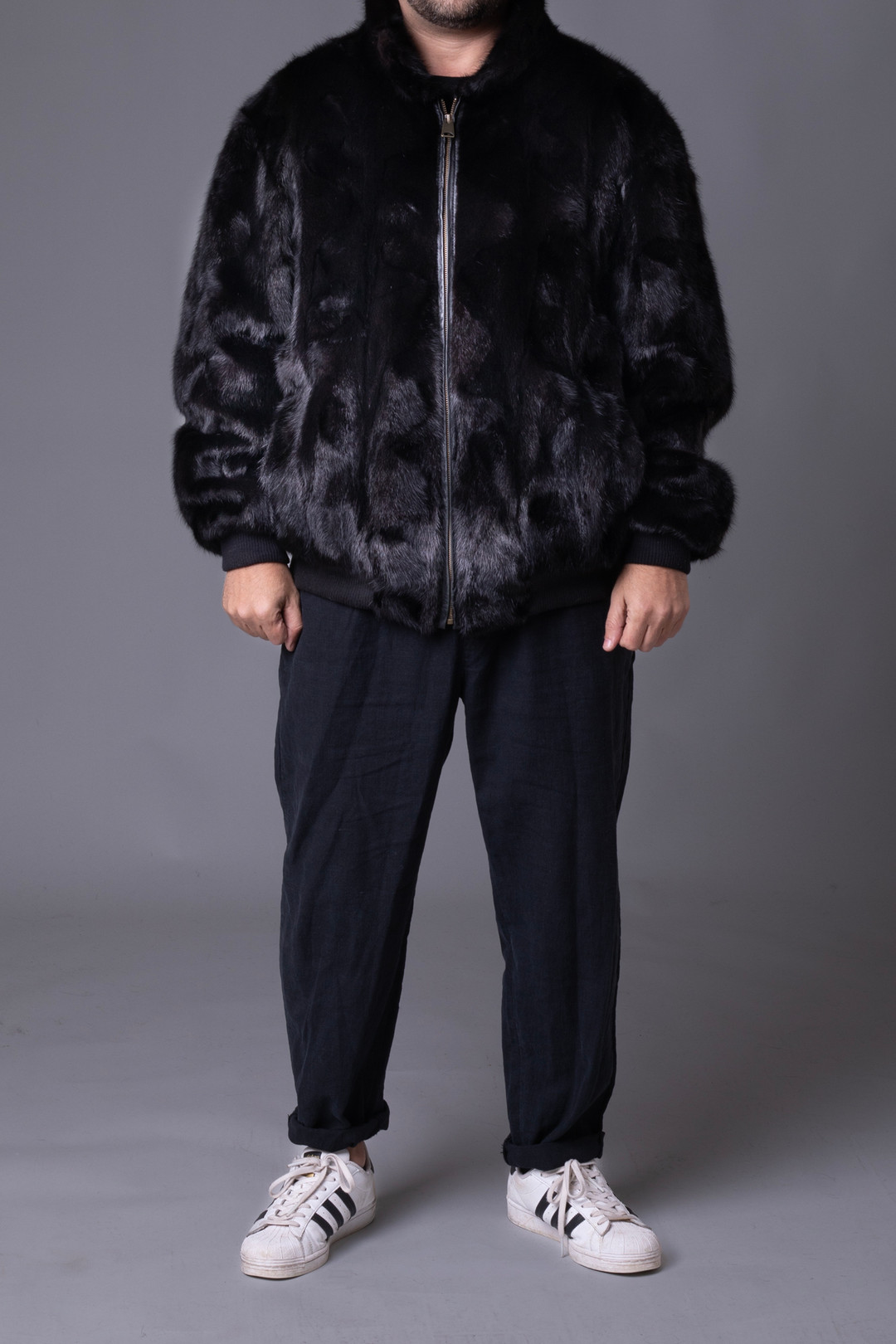 Black Mink Fur Bomber Jacket Tyrion Black Mink Fur Bomber Jacket Tyrion