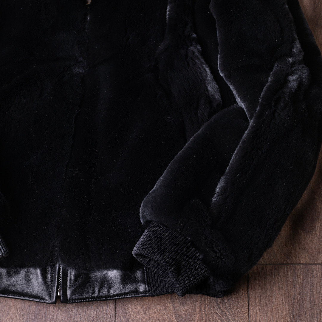 Black Mink  Fur Bomber Jacket Reversible
