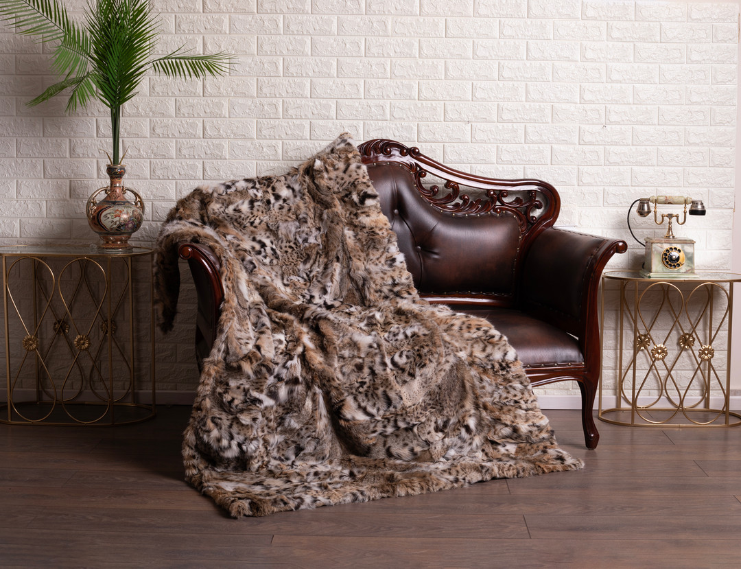 Lynx Bobcat Fur Blanket Throw Lynx Bobcat Fur Blanket Throw