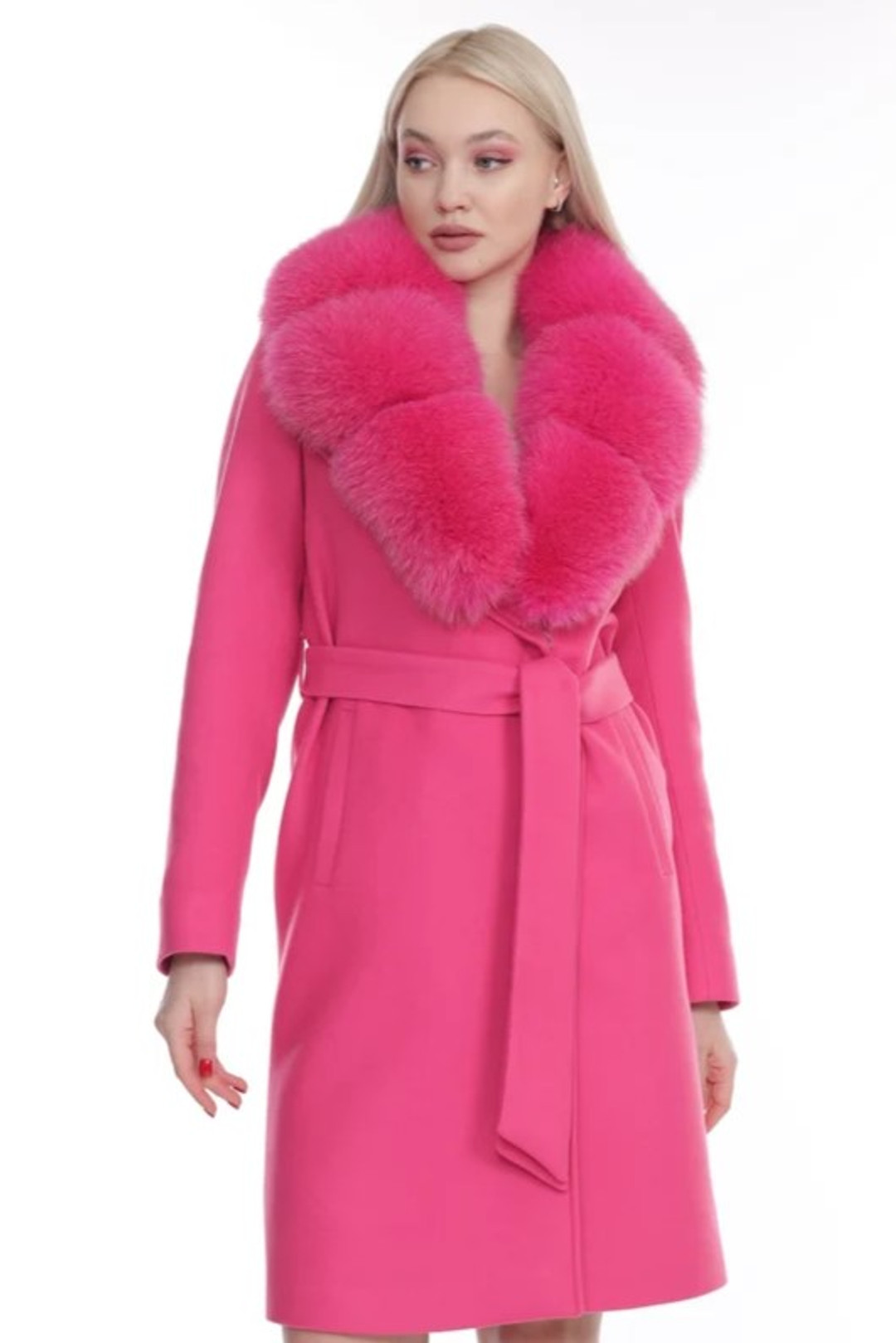 Pink Cashmere Coat Fox Collar Kimberly size small Pink Cashmere Coat Fox Collar Kimberly size small