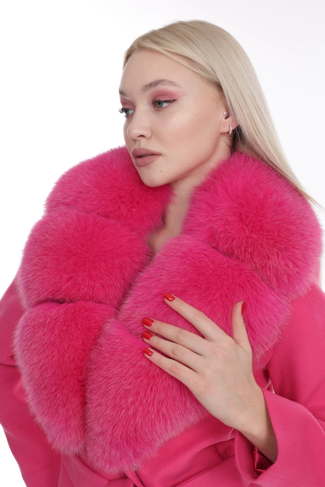 Pink Cashmere Coat Fox Collar Kimberly size small Pink Cashmere Coat Fox Collar Kimberly size small