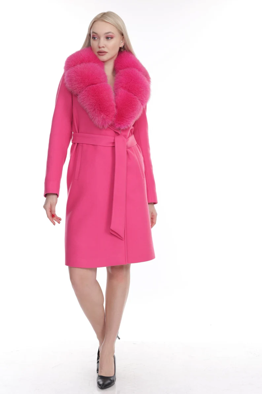 Pink Cashmere Coat Fox Collar Kimberly size small Pink Cashmere Coat Fox Collar Kimberly size small