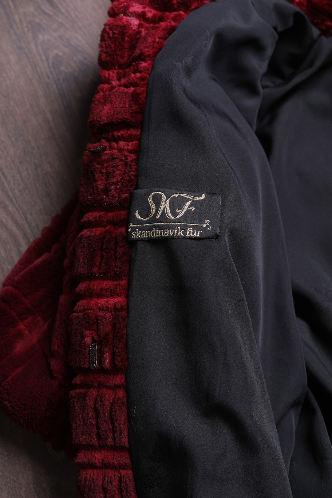 Red Sculpted Mink Coat Hooded  Sizes S/M