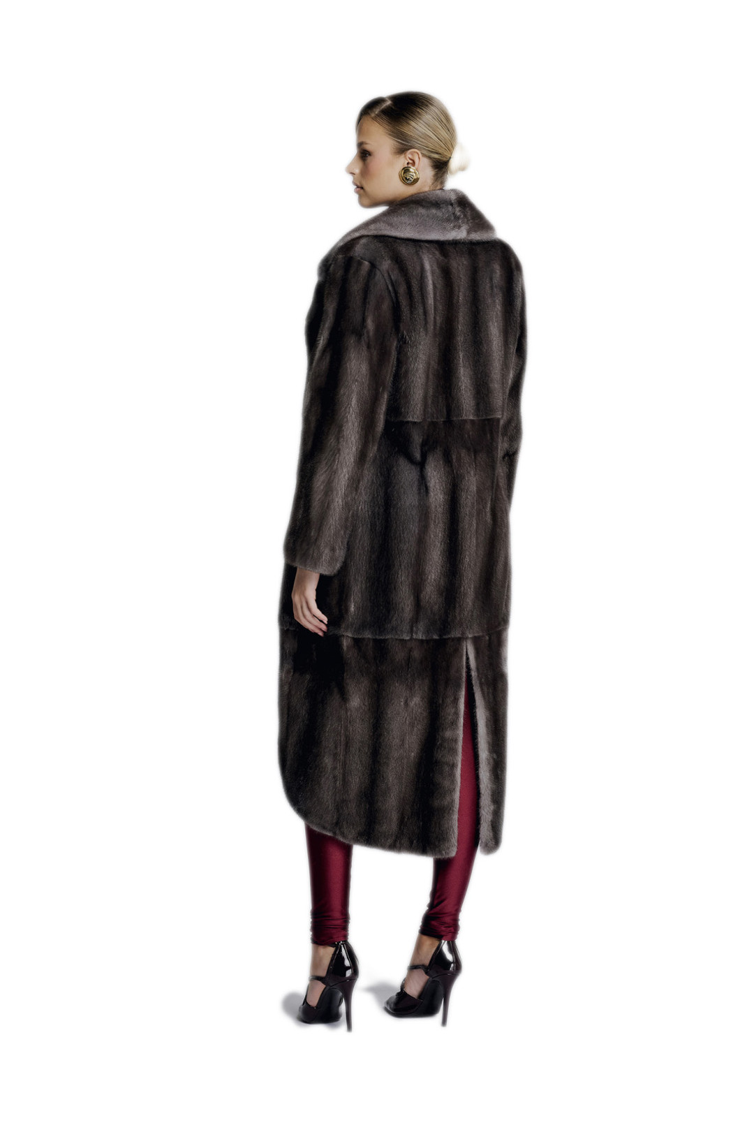 Blue Iris Long Mink Fur Coat