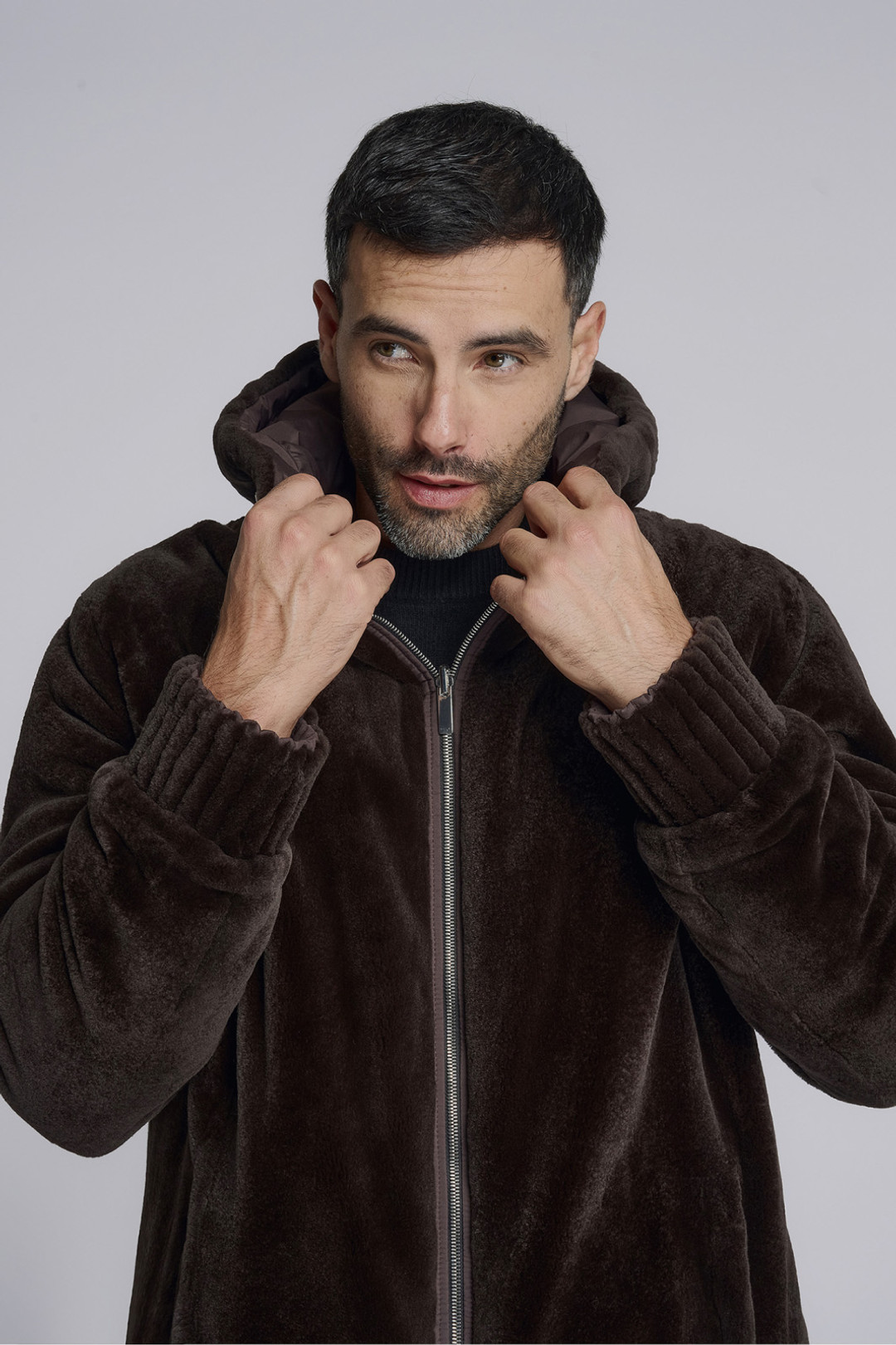 Brown Hooded Mink Fur Jacket