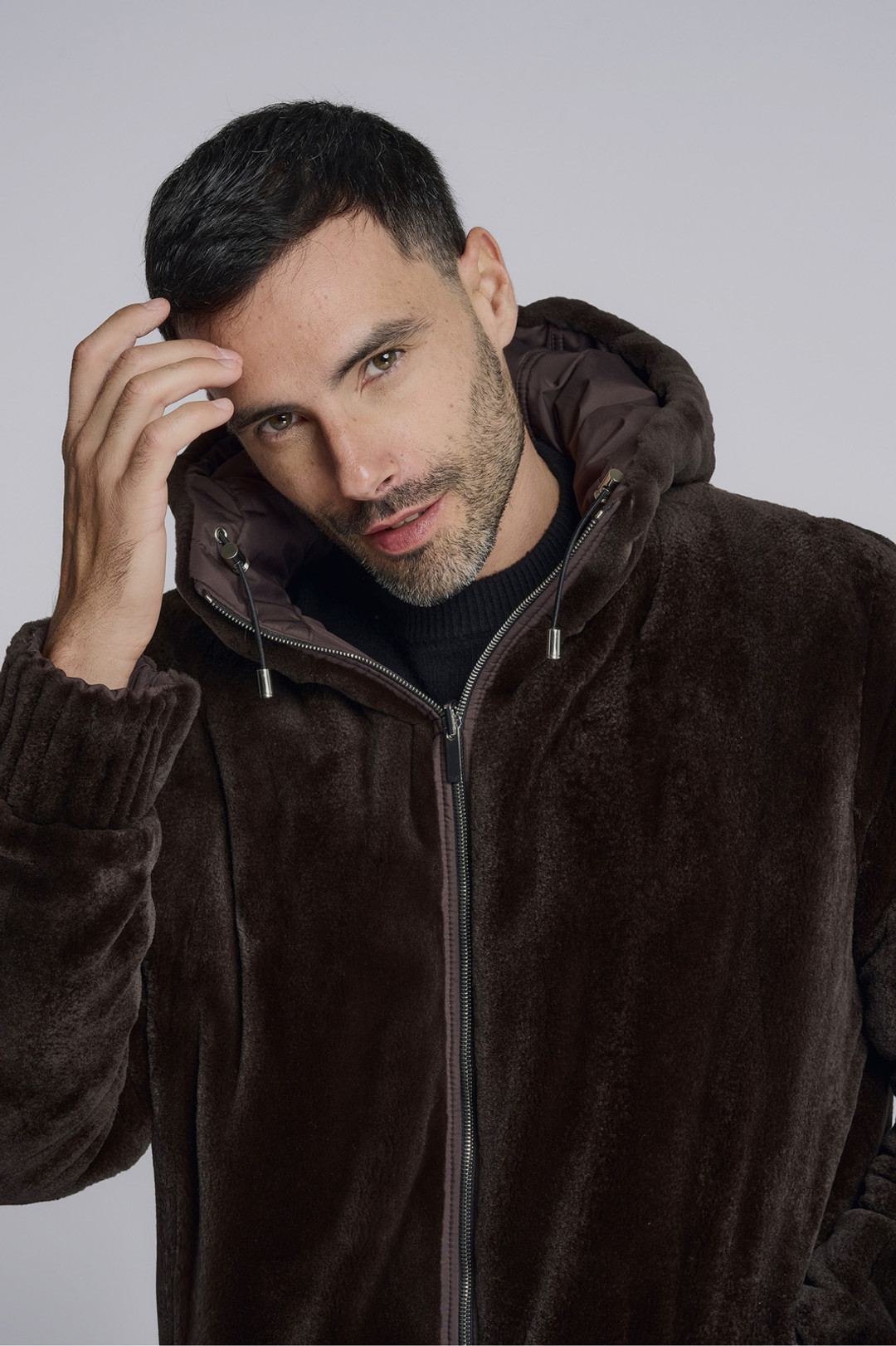 Brown Hooded Mink Fur Jacket