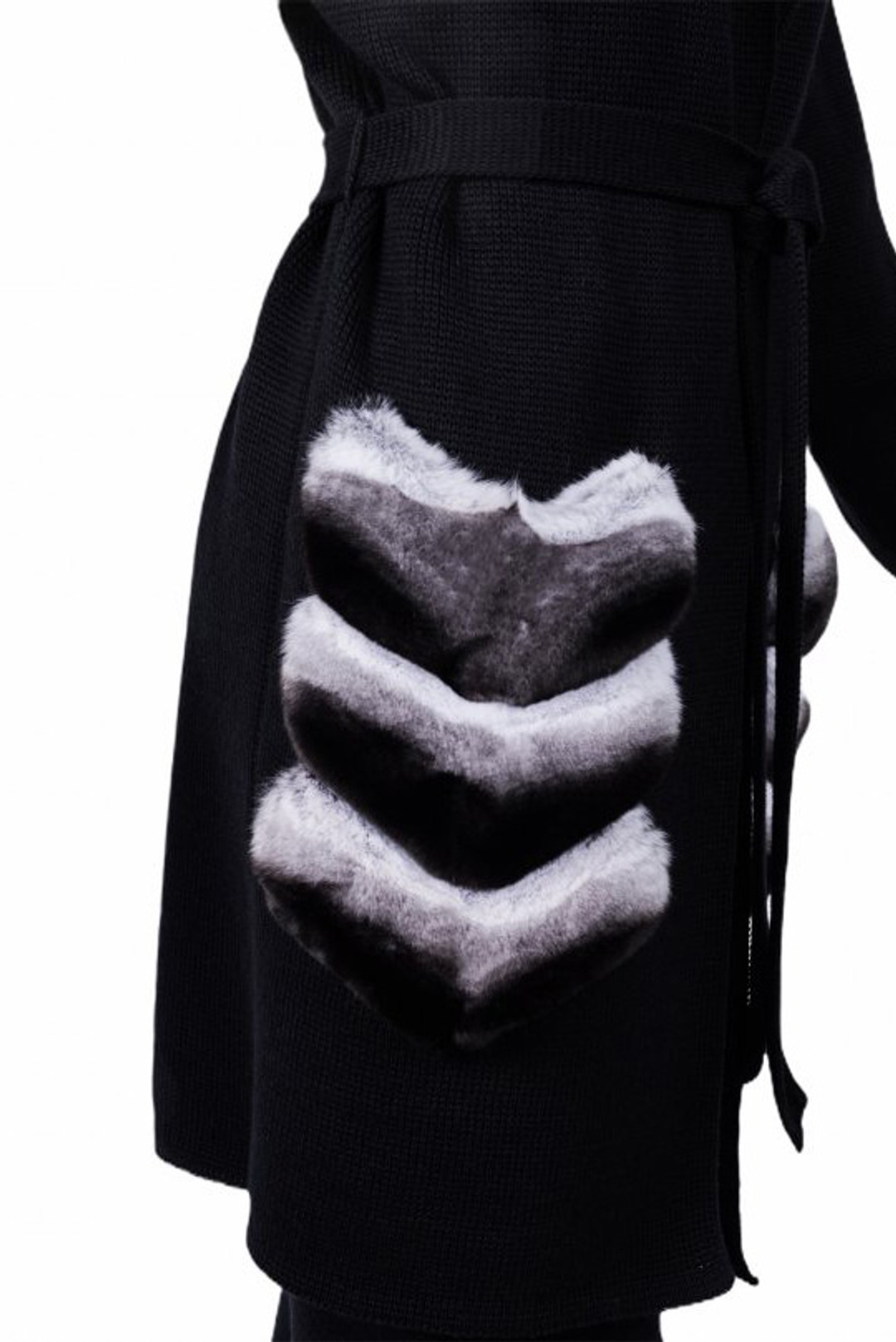 Black Cashmere Coat Chinchilla Pea Pockets 