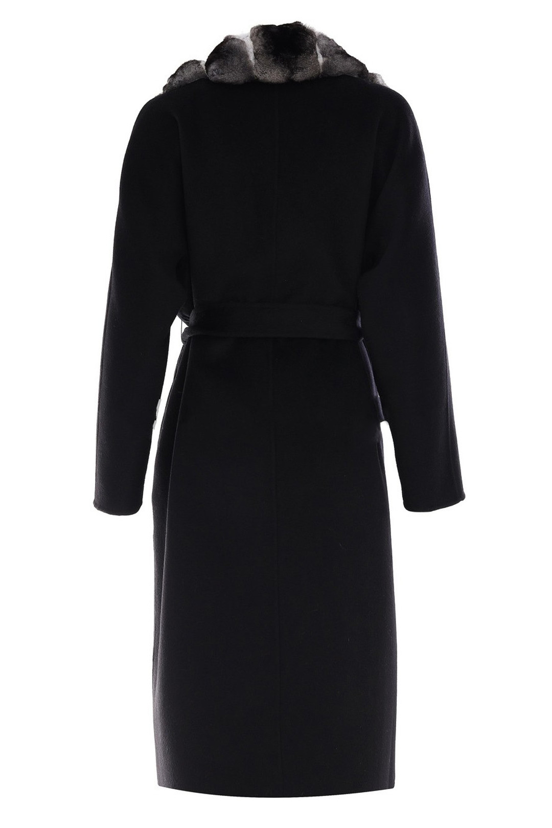 Black Cashmere Coat Chinchilla Fur Collar  Danya