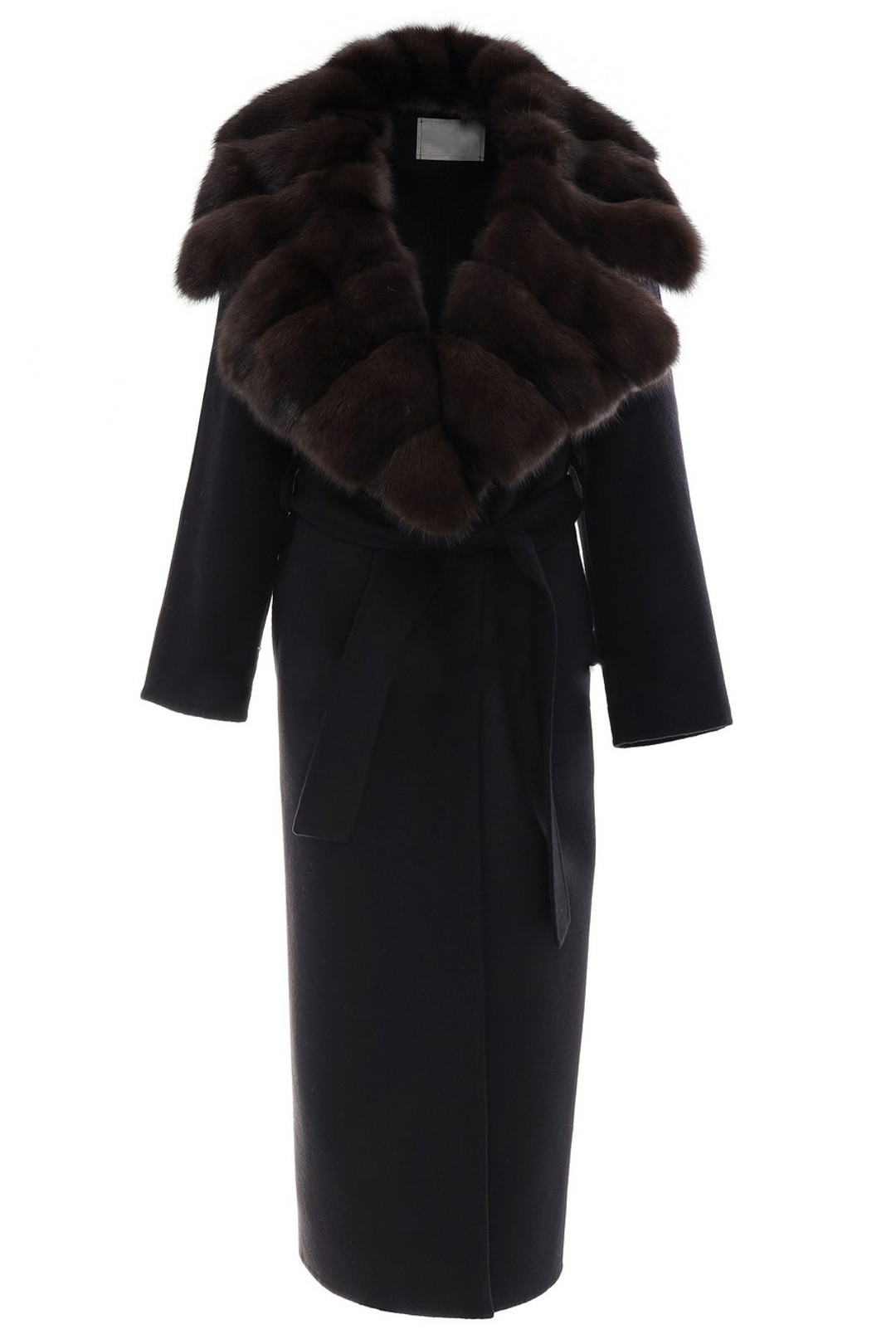 Black Cahmere Coat Sable Fur Collar Elana