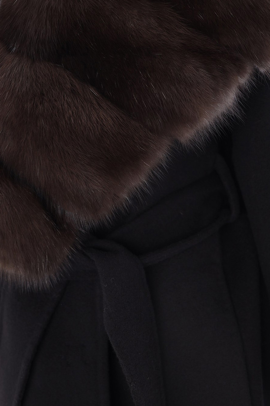Black Cahmere Coat Sable Fur Collar Elana
