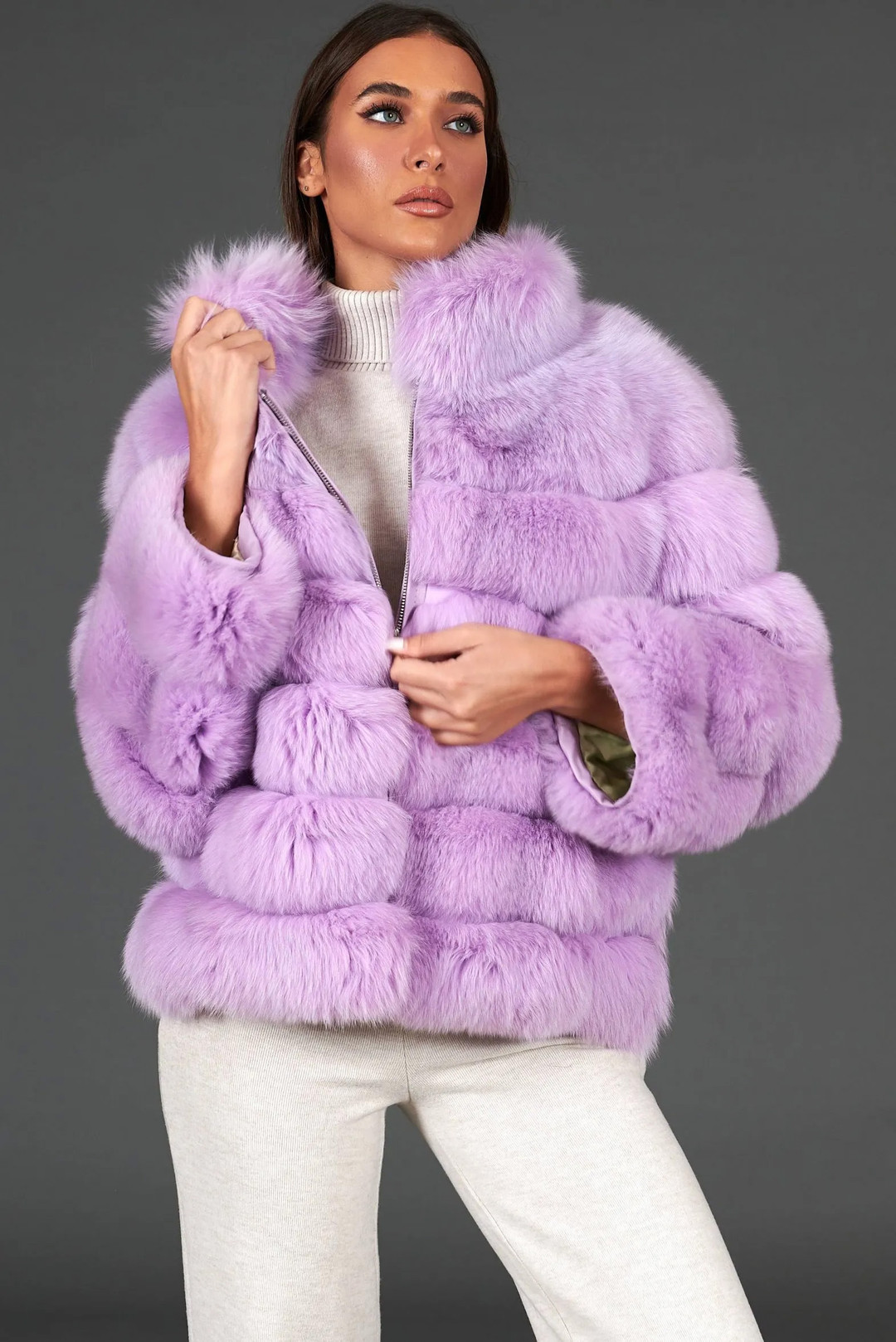 Lavender Fox Fur Coat  Jianna