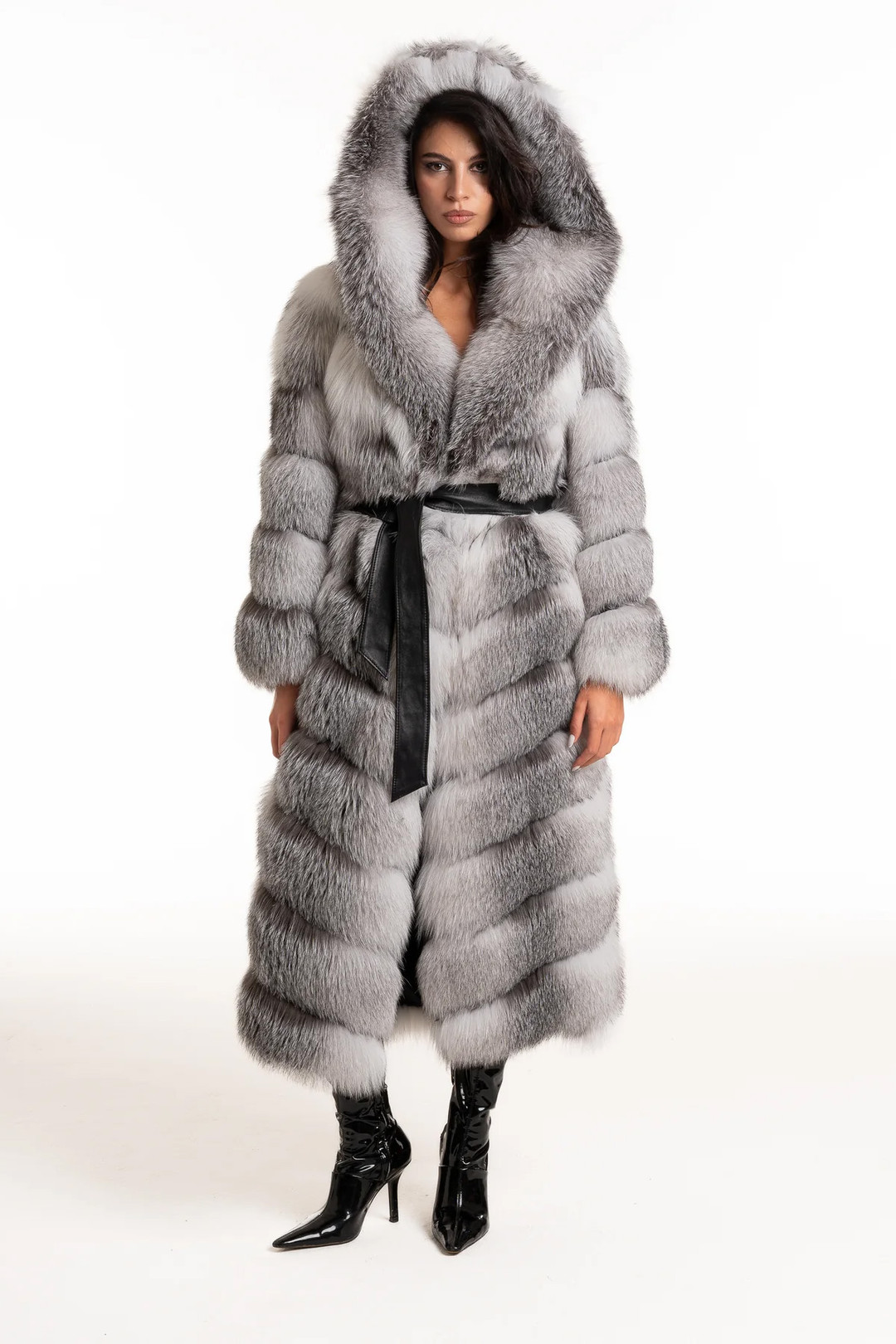 Long Blue Fox Fur Coat Valkyrie