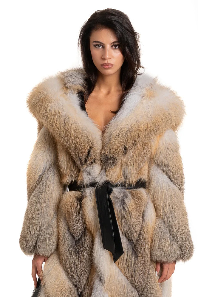 Long Golden Fox Fur Coat | SKANDINAVIK FUR