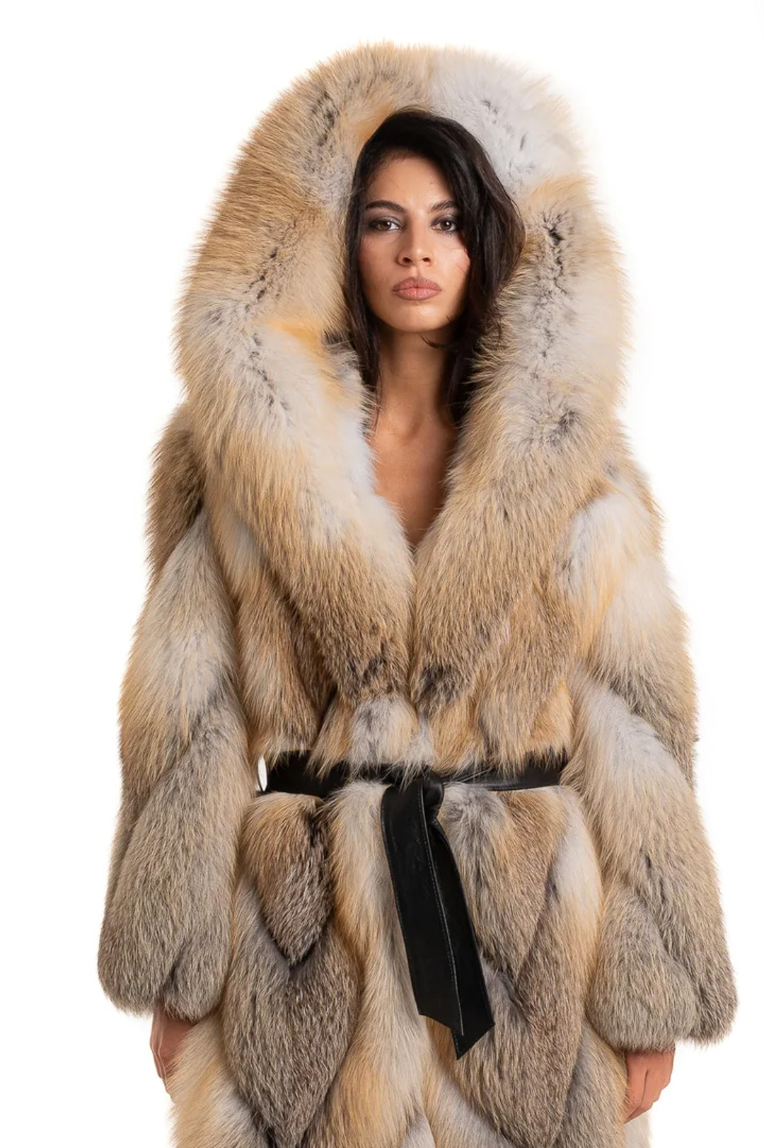 Long Golden Fox Fur Coat Quintessa