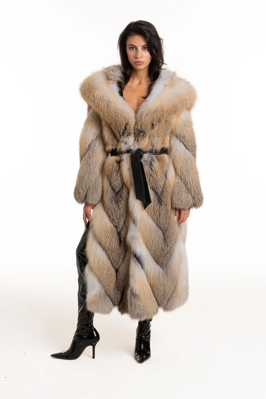 Long Golden Fox Fur Coat Quintessa