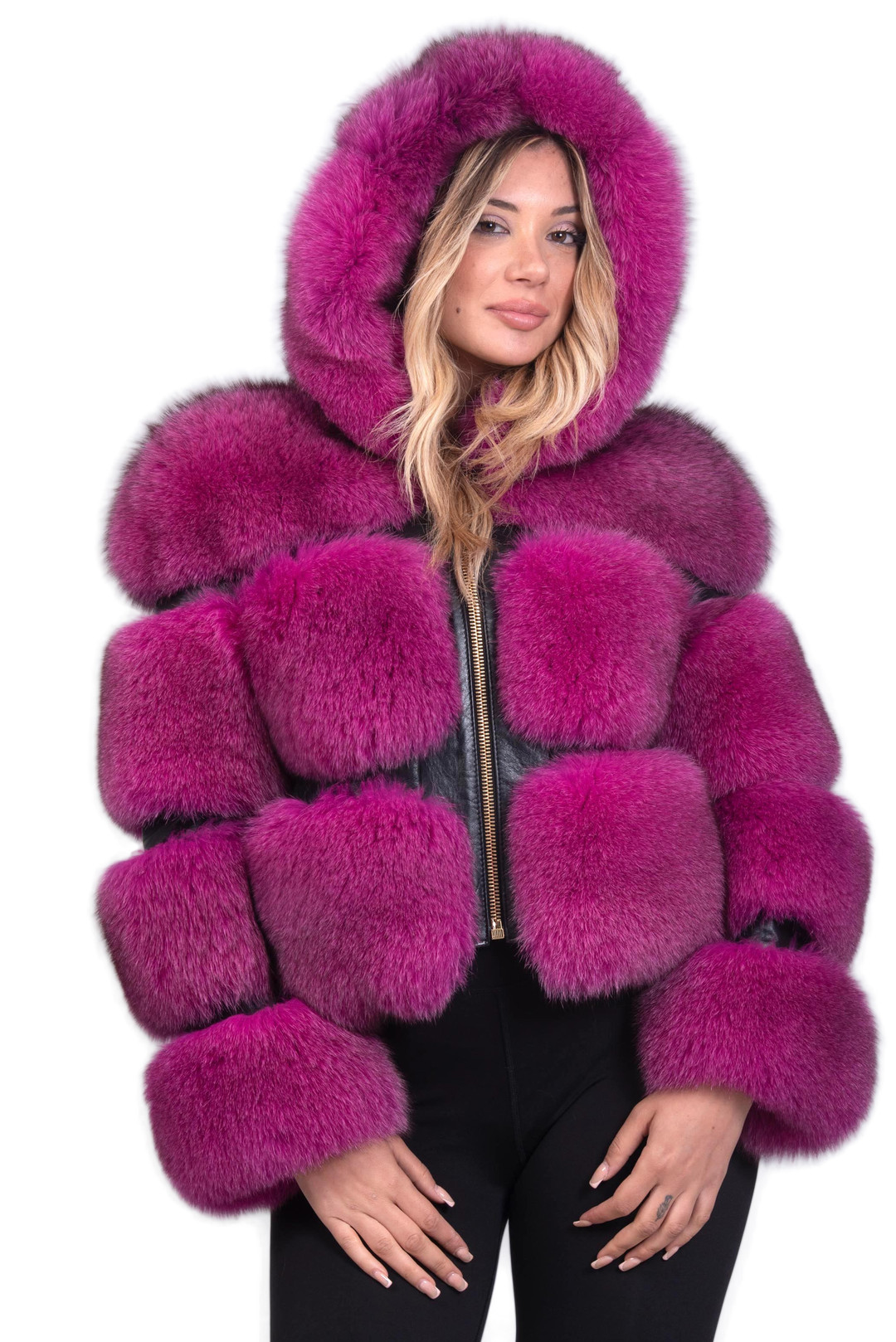 Magenda Fox Fur Bomber Jacket  Katniss