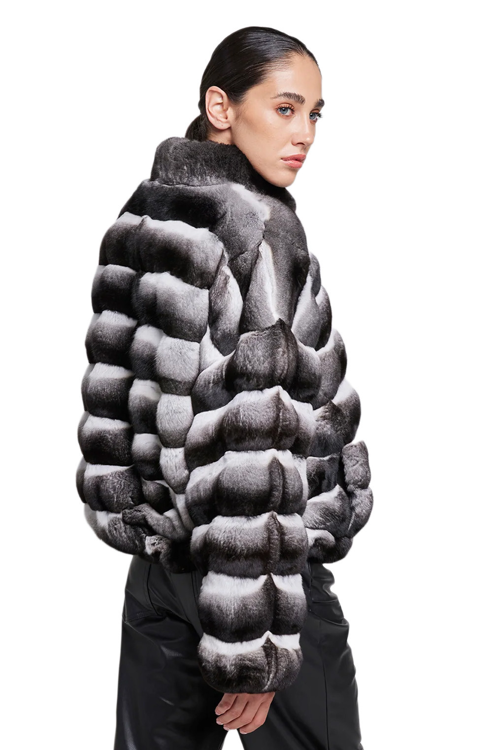 Chinchilla Fur Bomber Jacket Sonia 