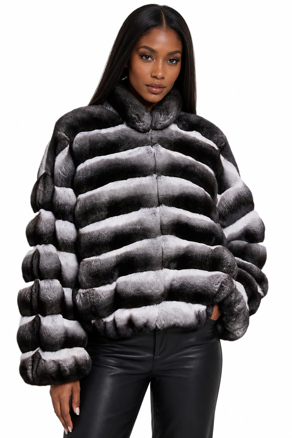 Chinchilla Fur Bomber Jacket Sonia 