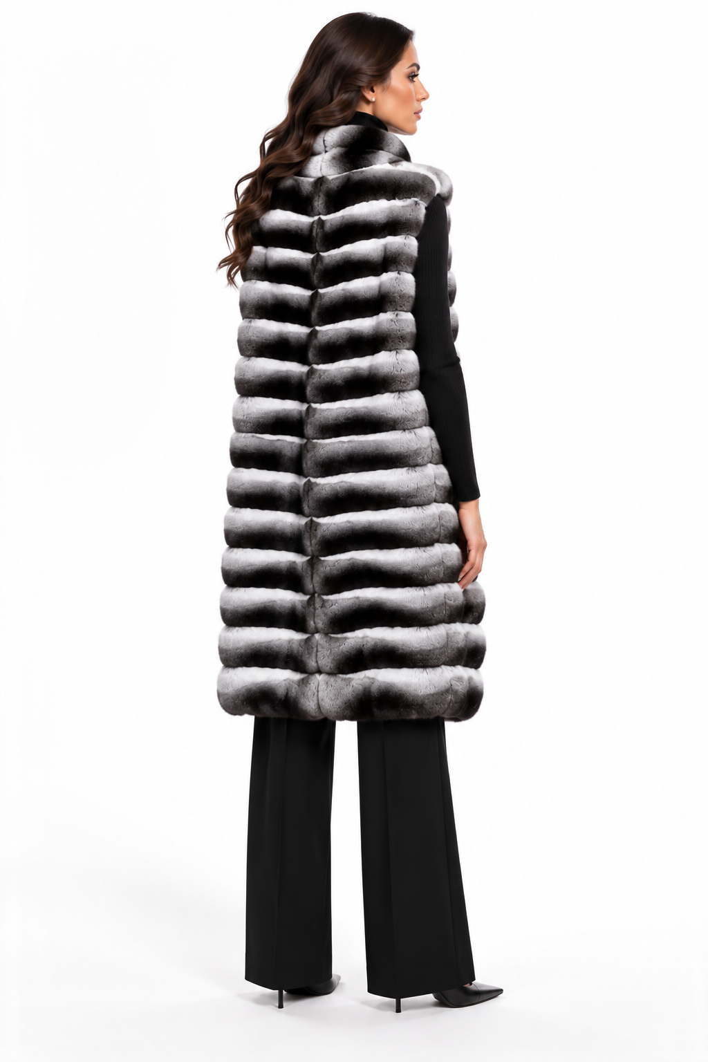 Long Chinchilla Fur Vest Irene 