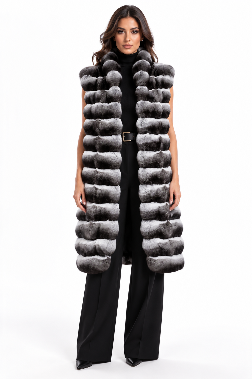 Long Chinchilla Fur Vest Irene 