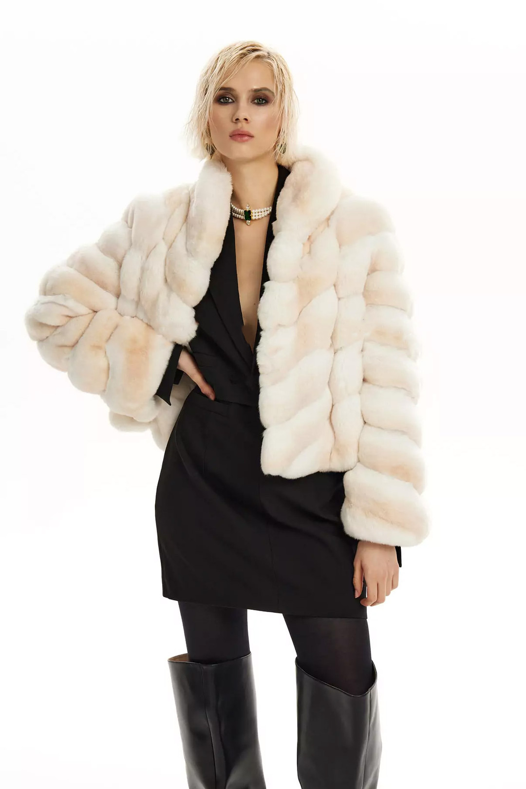 Tan Chinchilla Fur Jacket  Donella