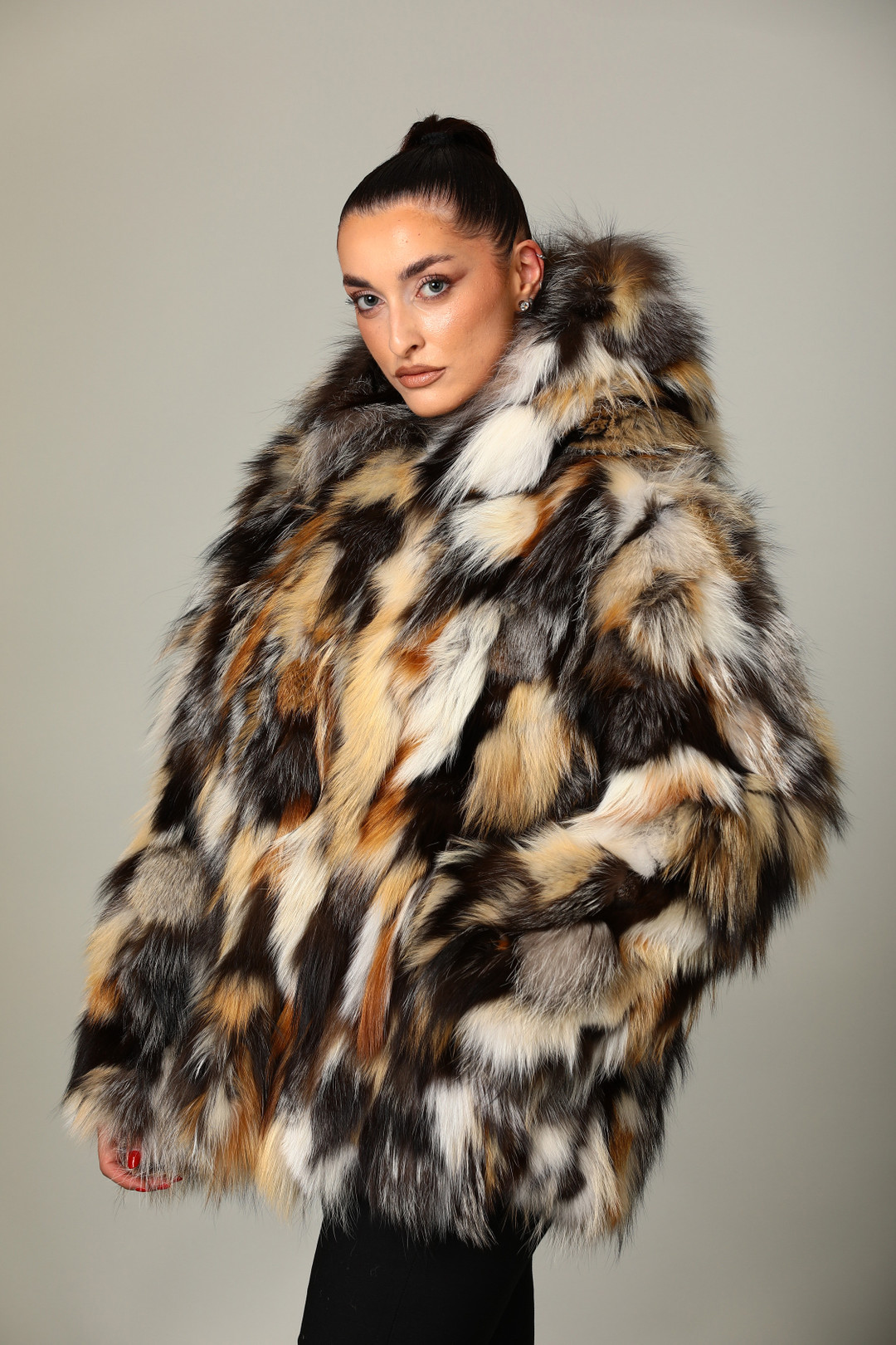 Hooded Fox Fur Coat Hera 