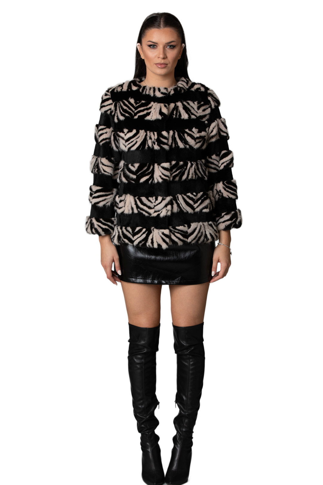 Black & White Mink Fur Jacket Savanah