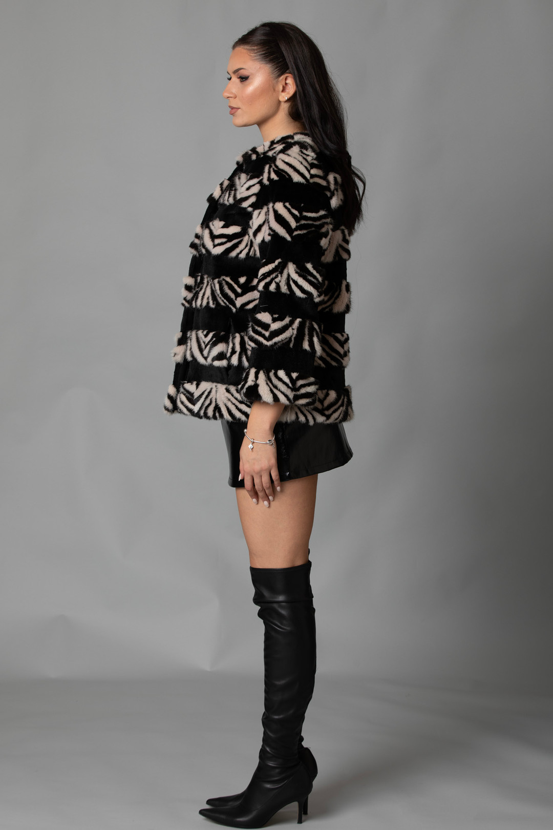 Black & White Mink Fur Jacket Savanah