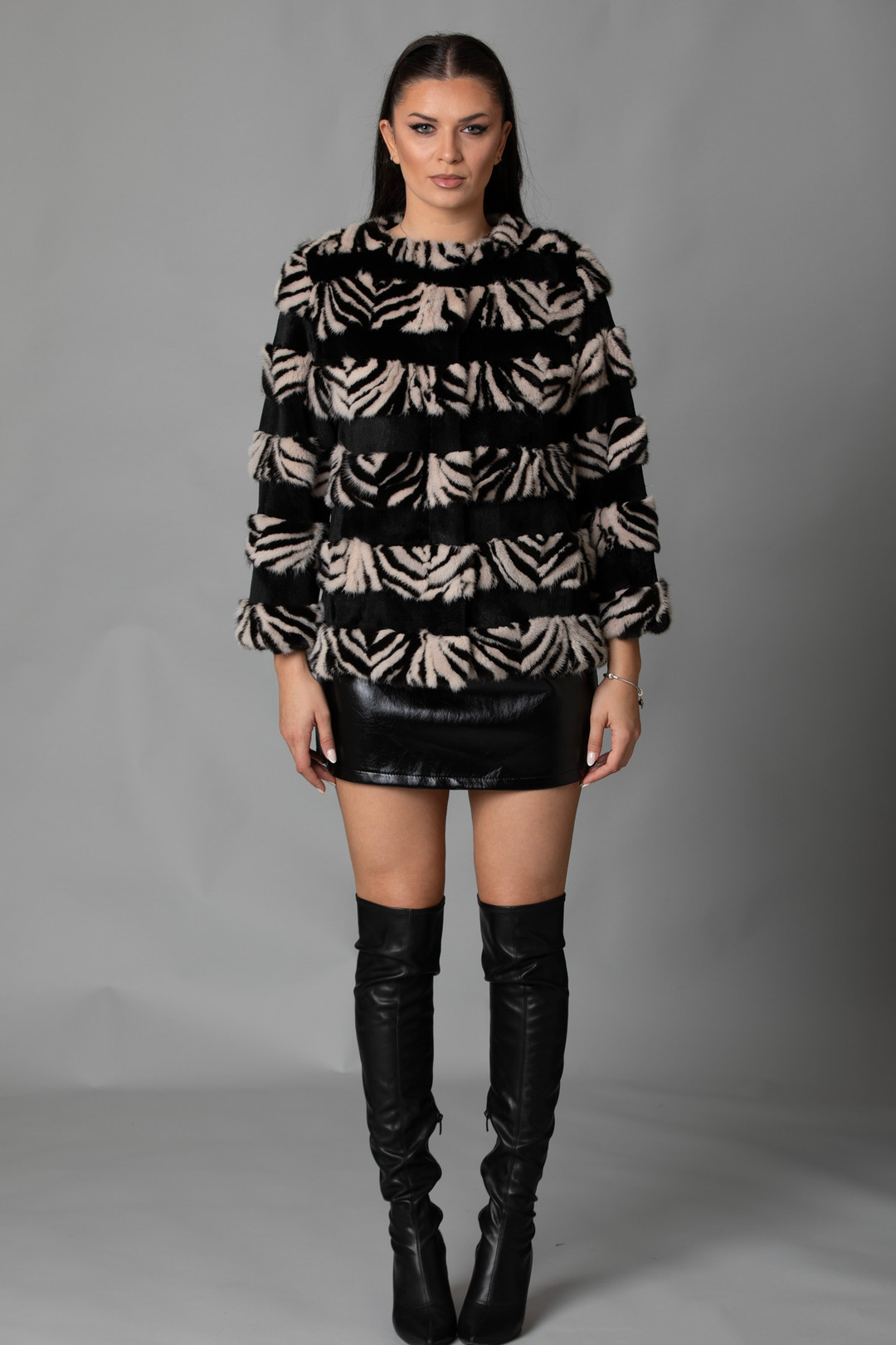 Black & White Mink Fur Jacket Savanah