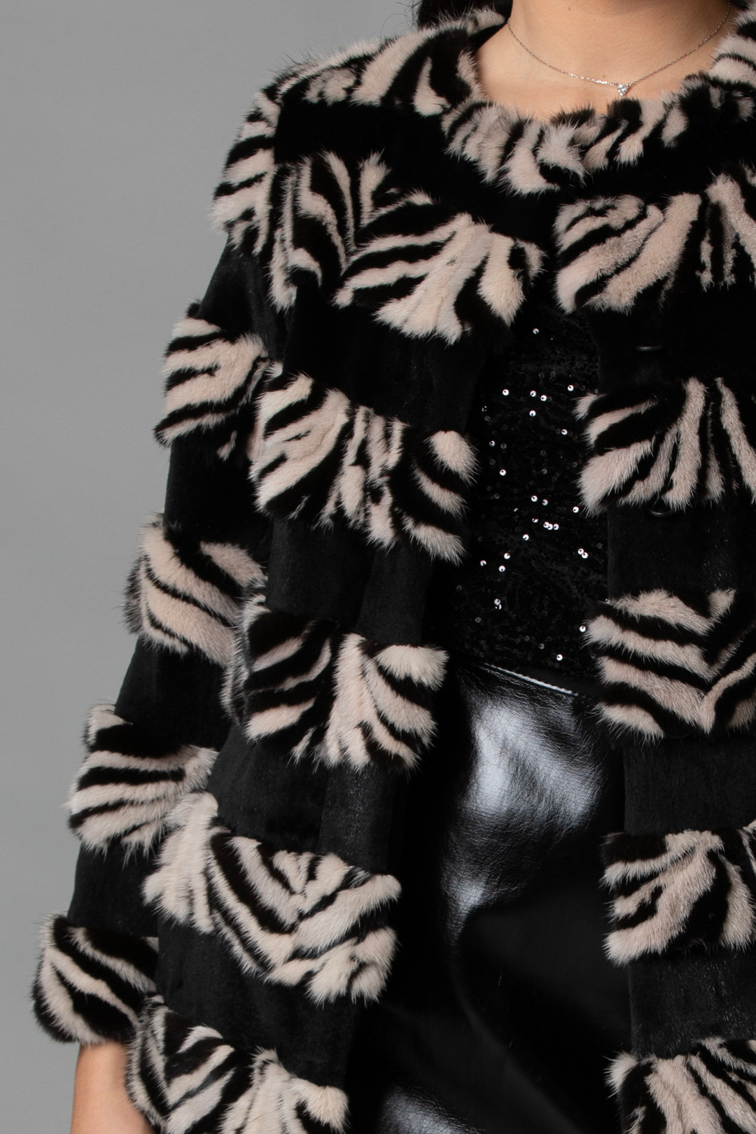 Black & White Mink Fur Jacket Savanah