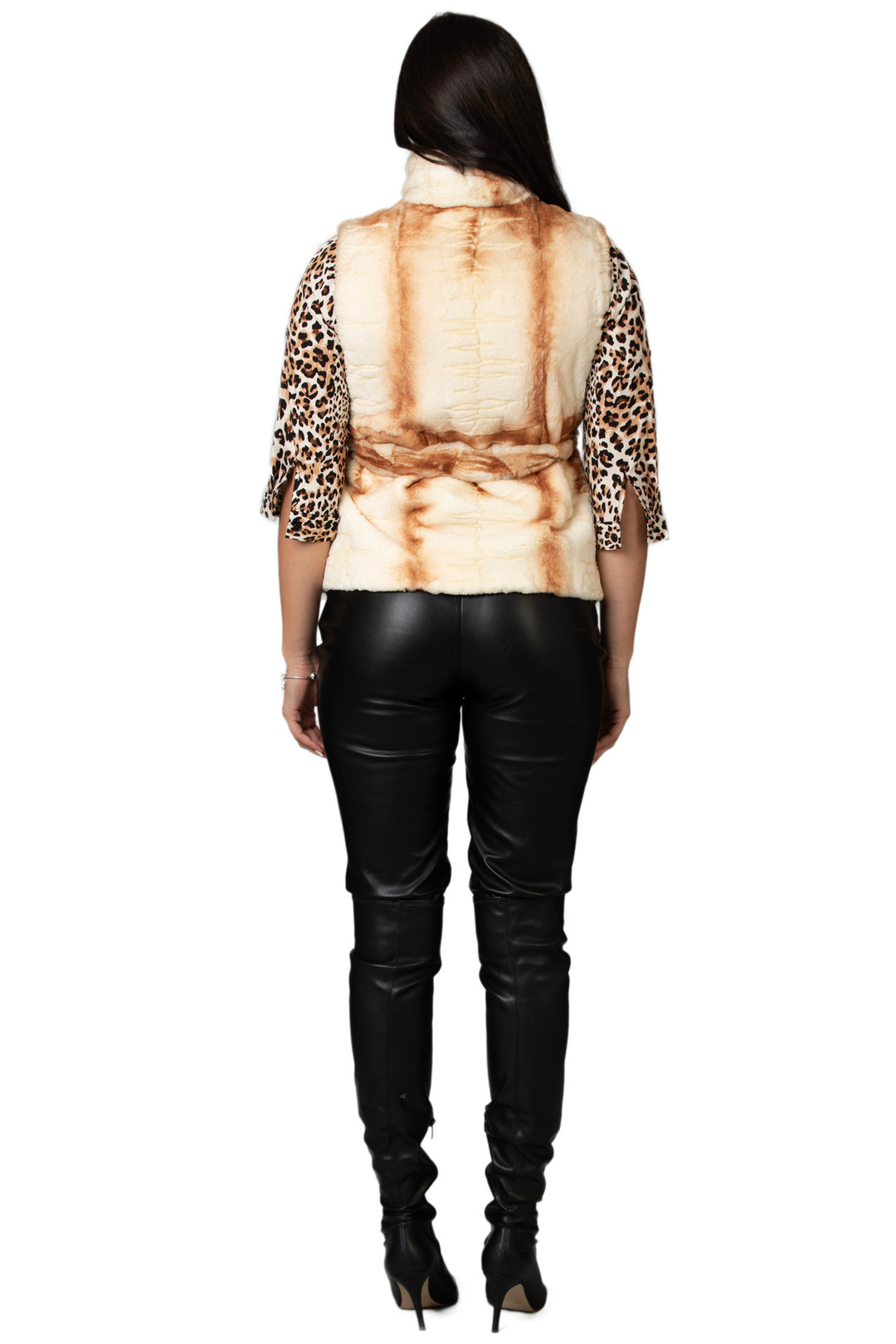 Off White Sculpted Beaver Fur Vest Davina
