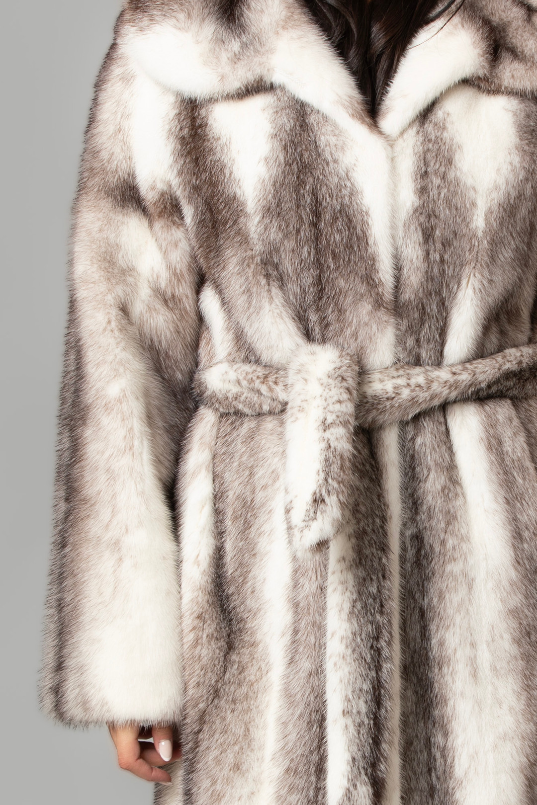 Black Cross Hooded Mink Fur Coat Dalia