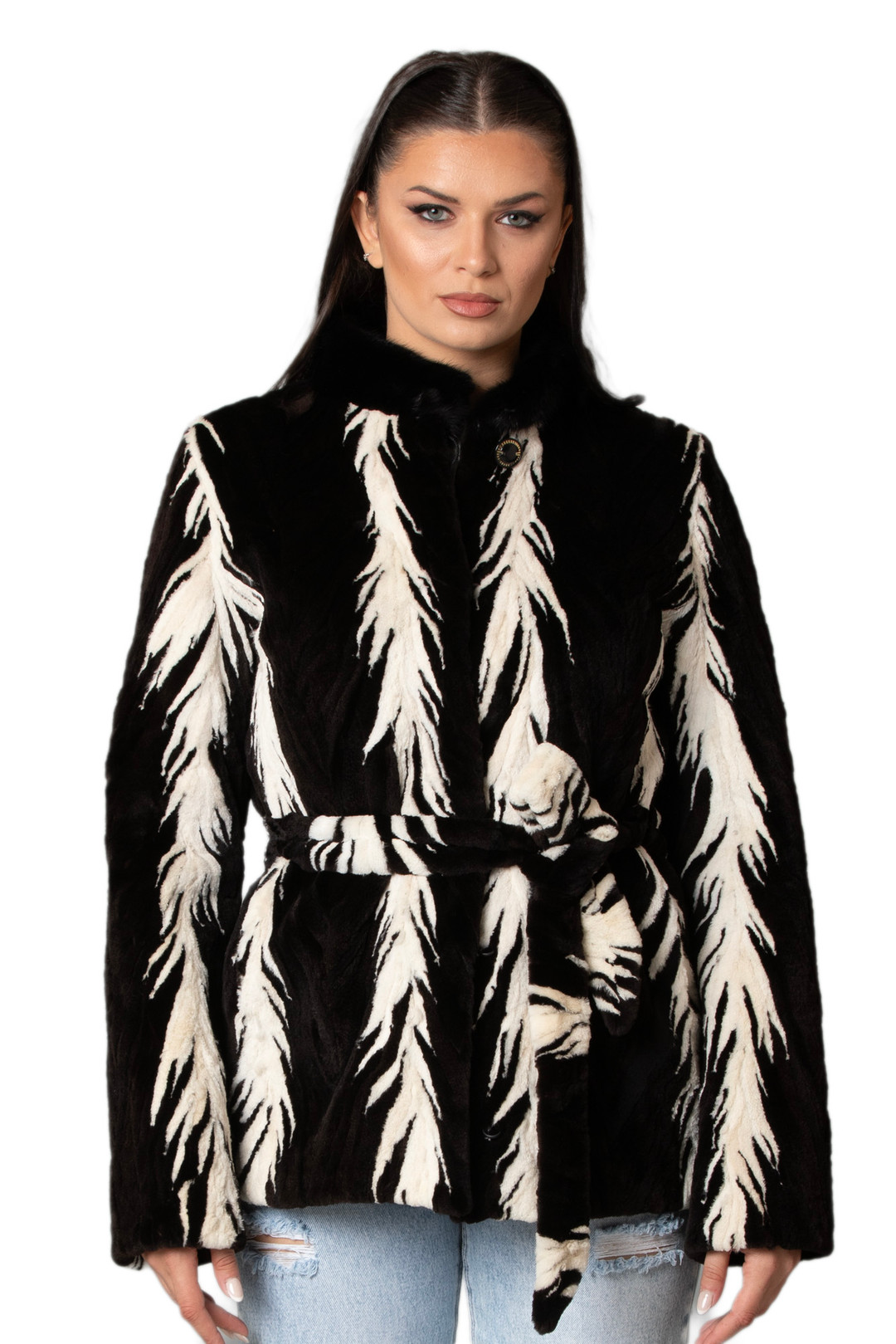 Black & White Mink Fur Jacket 