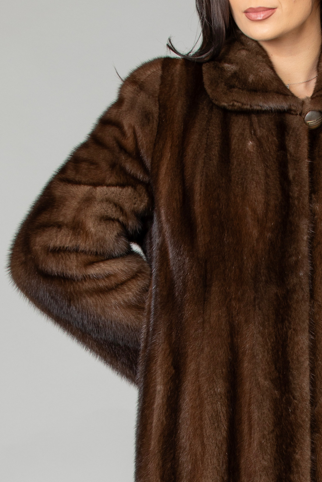 Fully Let Out Mink Fur Coat Mahogany Tapered Waist 