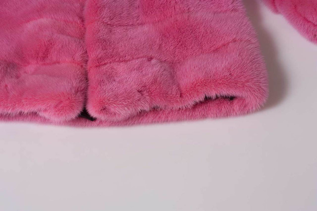 Pink Mink  Fur Coat Hooded size small