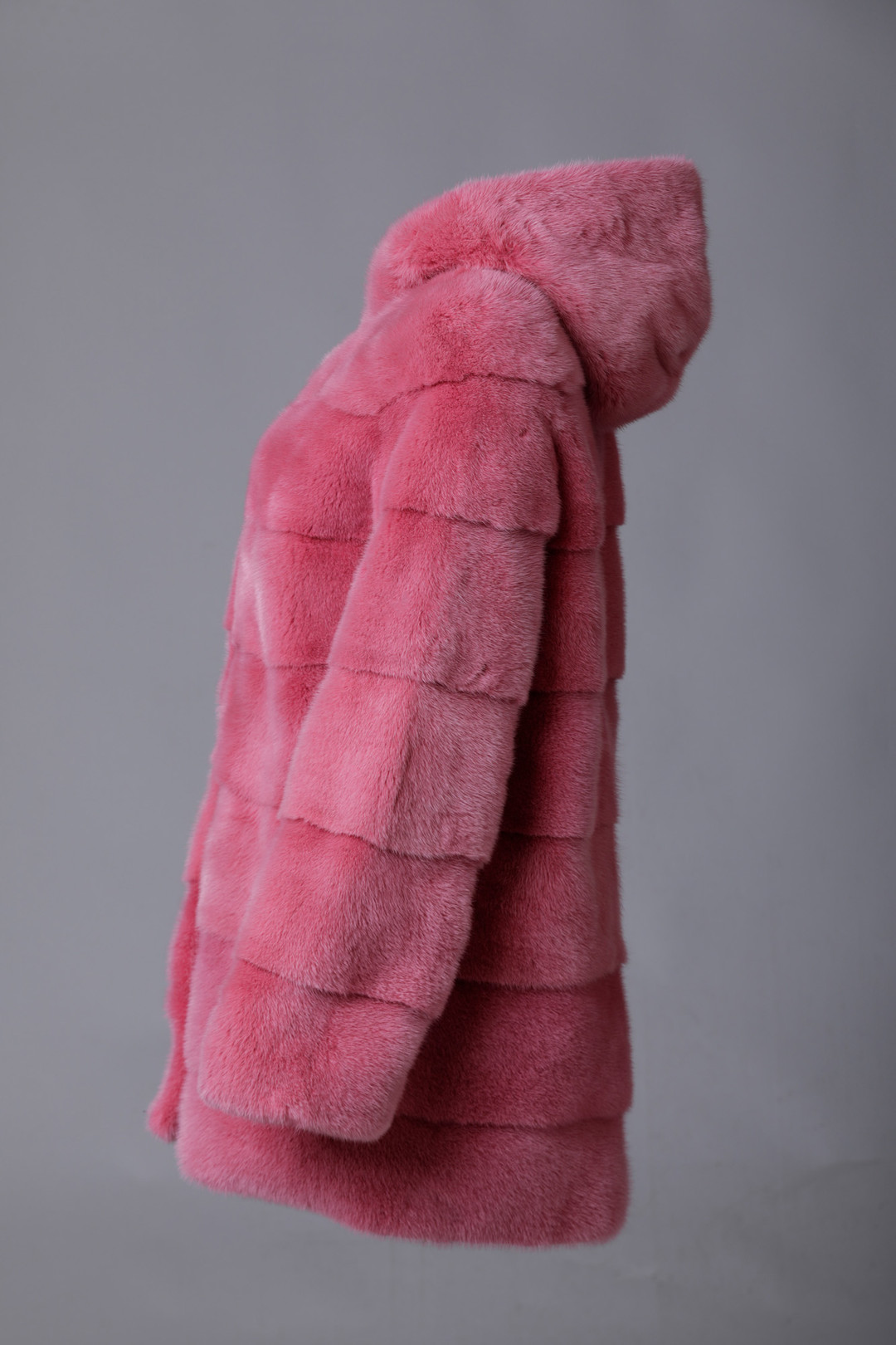 Pink Mink  Fur Coat Hooded Sizes Medium/Large