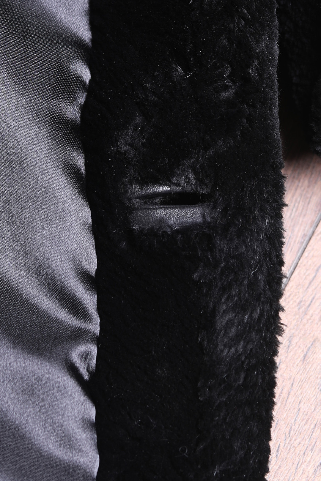  Black Sheared beaver  Fur Trench Coat With Notched Collar Sizes M/L