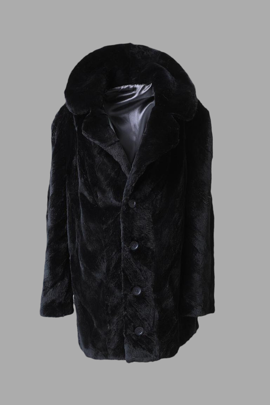  Black Sheared beaver  Fur Trench Coat With Notched Collar Sizes M/L