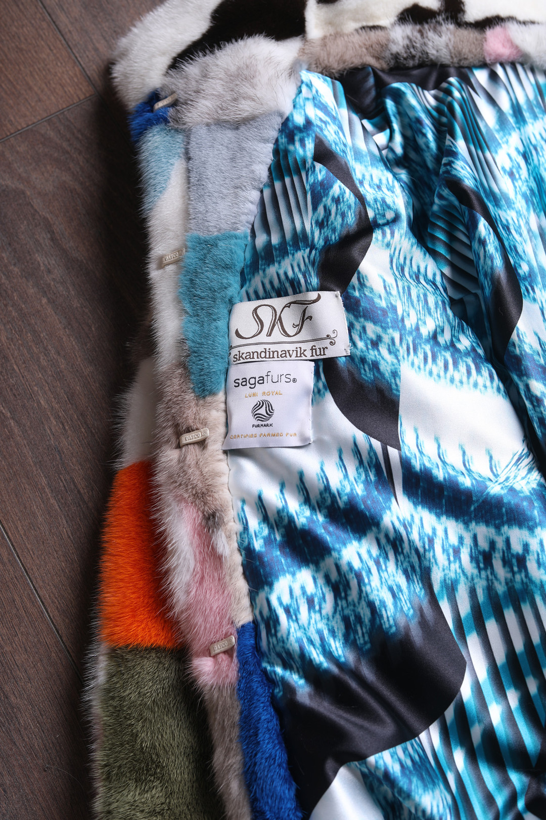  Multicolor Mink  Fur Bomber Jacket Errika Sizes S/M