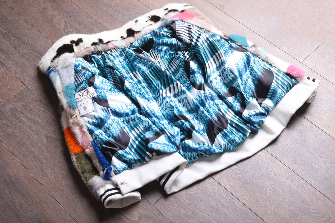  Multicolor Mink  Fur Bomber Jacket Errika Sizes S/M