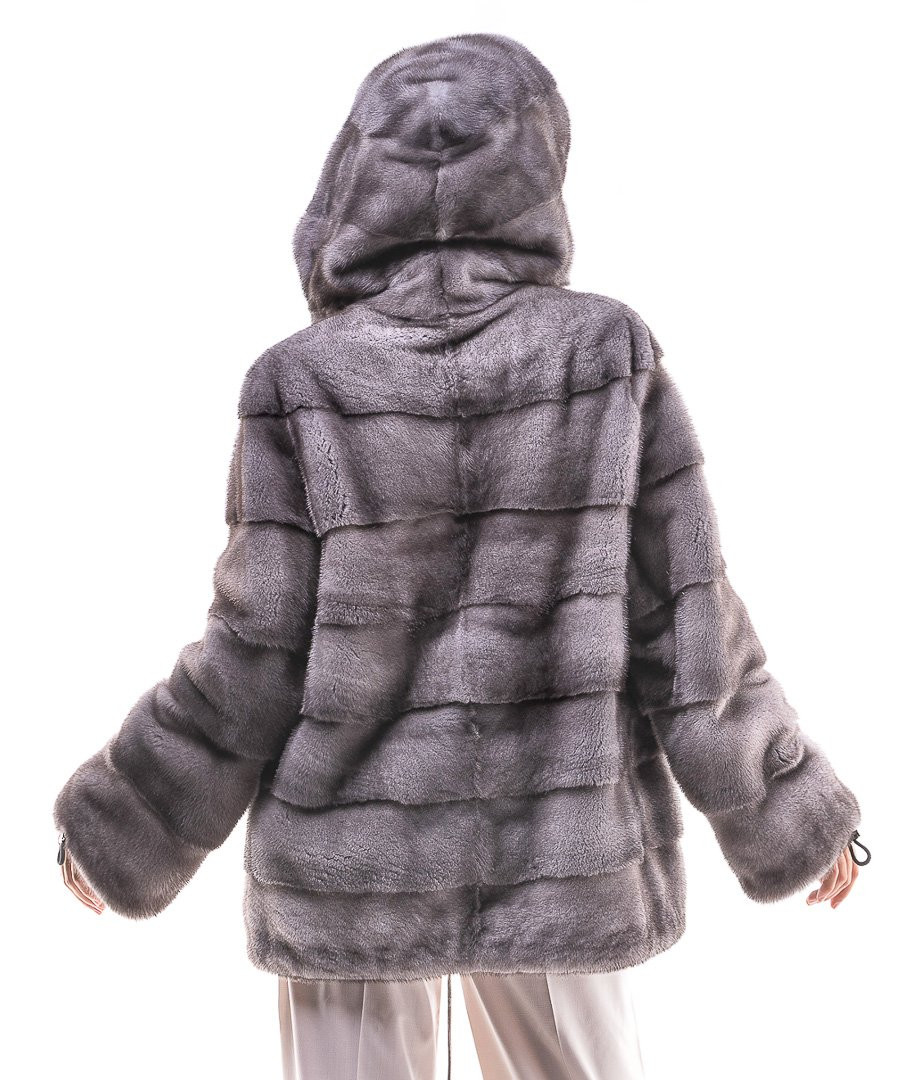 Sapphire Hooded Mink Fur Jacket xs-s-m
